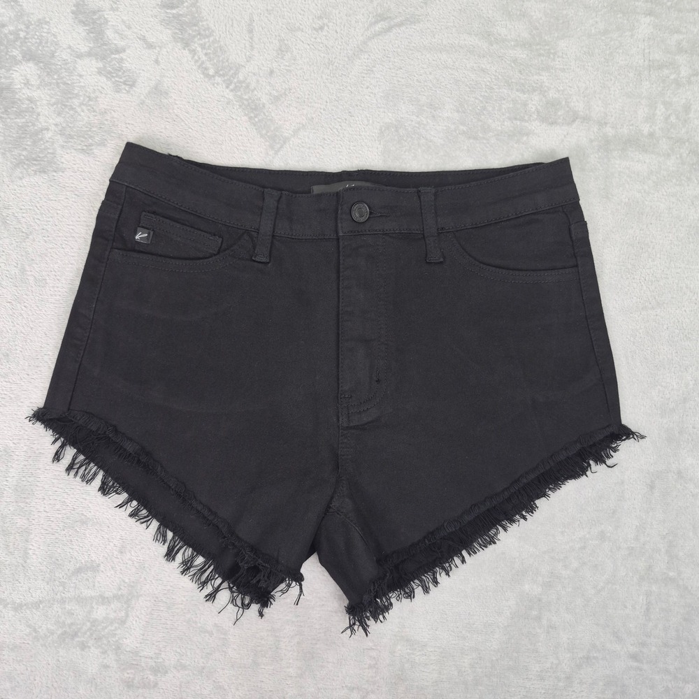 Kancan 9/ 28 (30) Womens Black High Rise Frayed Raw Hem Denim‎ Cutoff Shorts